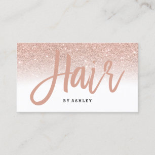 Elegant hårtypografi ro guld glitter vit visitkort