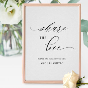 Elegant Hashtag-signalen Kärlek Bröllop Poster
