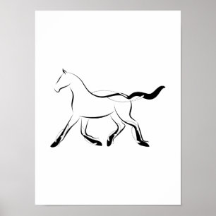 Elegant häst i svart färg poster