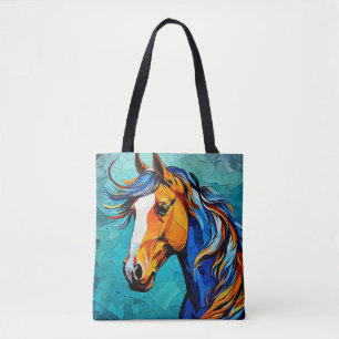 🐎 Elegant hästmosaikkonst ✨ Konstnärlig hästkonst Tygkasse