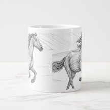 Elegant Hästskiss Keramisk Mugg