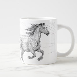 Elegant Hästskiss Keramisk Mugg Jumbo Mugg