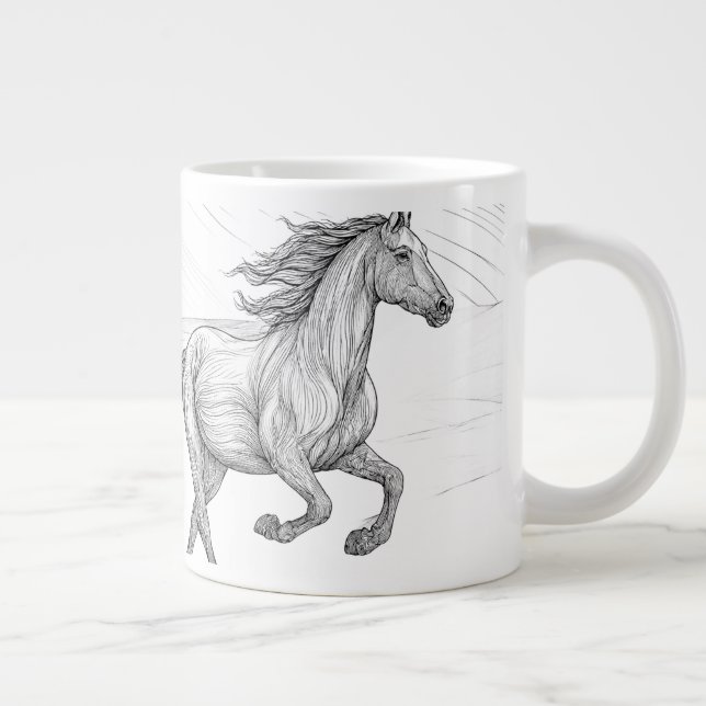 Elegant Hästskiss Keramisk Mugg Jumbo Mugg (Höger)