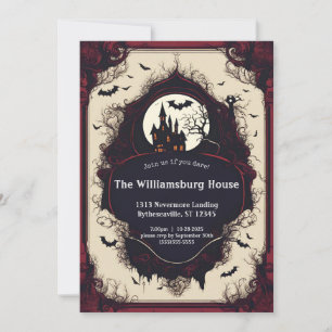 Elegant Haunted House Halloween Inbjudningar