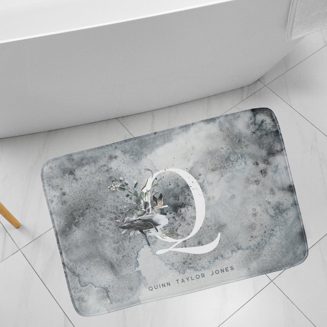 Elegant hav | Akvarellvalmonogram Badrumsmatta (Skapare uppladdad)