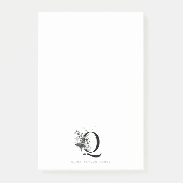 Elegant hav | Akvarellvalmonogram Post-it Block (Framsida)