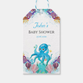 Elegant hav bläckfisk baby shower födelsedagsprese presentetikett