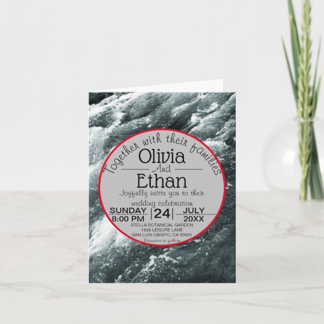 Elegant Havsblått vinkart invigd bröllopsinbjudan Inbjudan (Framsida)