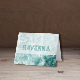 Elegant havsskum silver bröllopsfärg namn anteckningskort