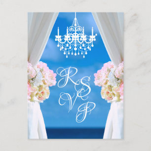 Elegant havsstrandskronlampa sommarbröllop RSVP Meddelande Vykort