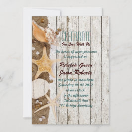 elegant havsstuga sniglar strand bröllop inbjudningar