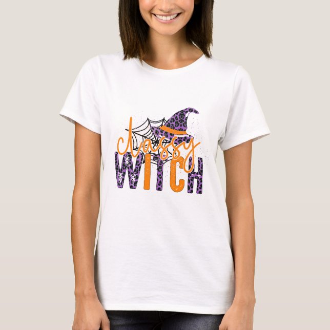 Elegant Häxa - Halloween T Shirt (Framsida)