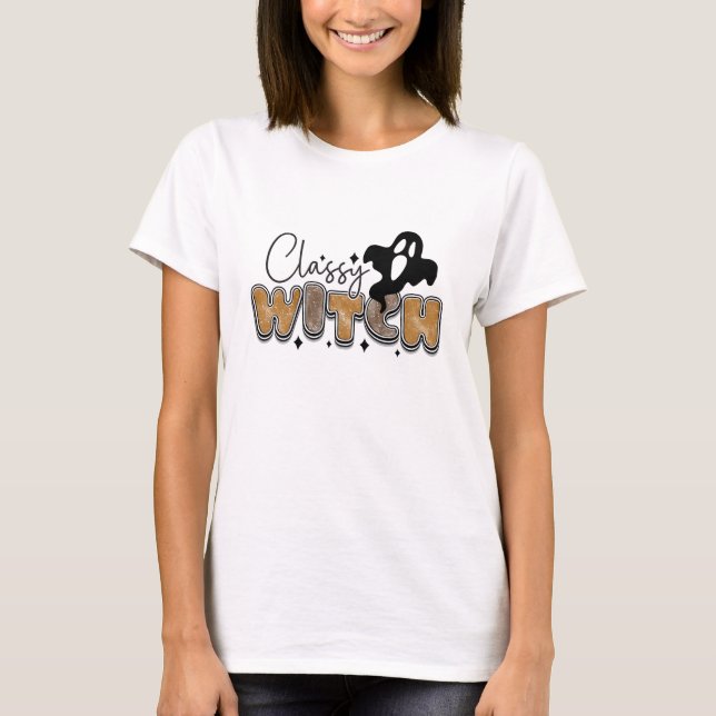 Elegant Häxa - Halloween T-Shirt (Framsida)