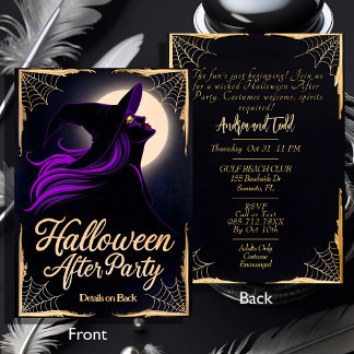 Elegant häxa lila hår Halloween efter Party Inbjudningar