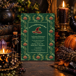 Elegant Häxig Whimsigotisk Halloween Inbjudningar