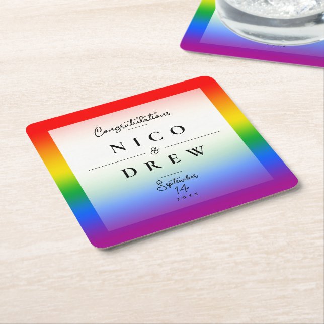 Elegant HBTQ+-bröllop  Underlägg Papper Kvadrat (Vinklad)