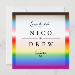 Elegant HBTQ+ Progress Pride Bröllop Spara Datumet