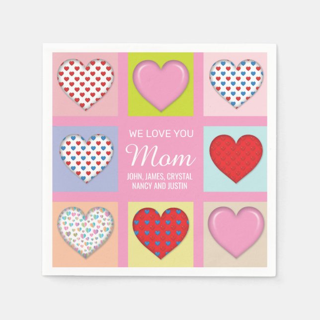 Elegant Hearful Mor's Day Design Pappersservett (Framsidan)