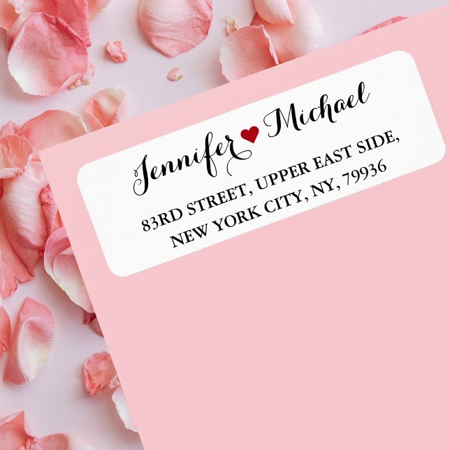 Elegant Heart Bröllop Bride Groom Returadress Returadress Etikett (Elegant Heart Wedding Bride Groom Return Address Label)