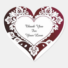 Elegant Heart Card With Red Roses Hjärtformat Klistermärke