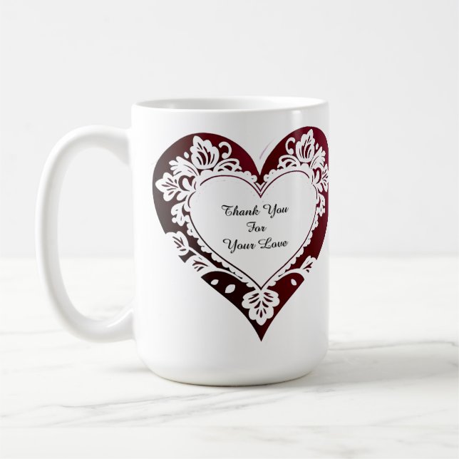 Elegant Heart Card With Red Roses Kaffemugg (Vänster)