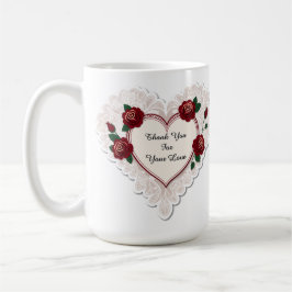 Elegant Heart Card With Red Roses Kaffemugg