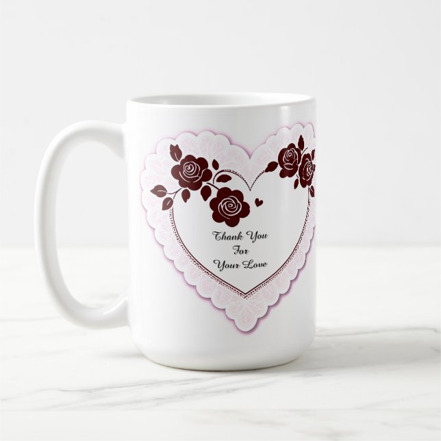 Elegant Heart Card With Red Roses Kaffemugg (Vänster)