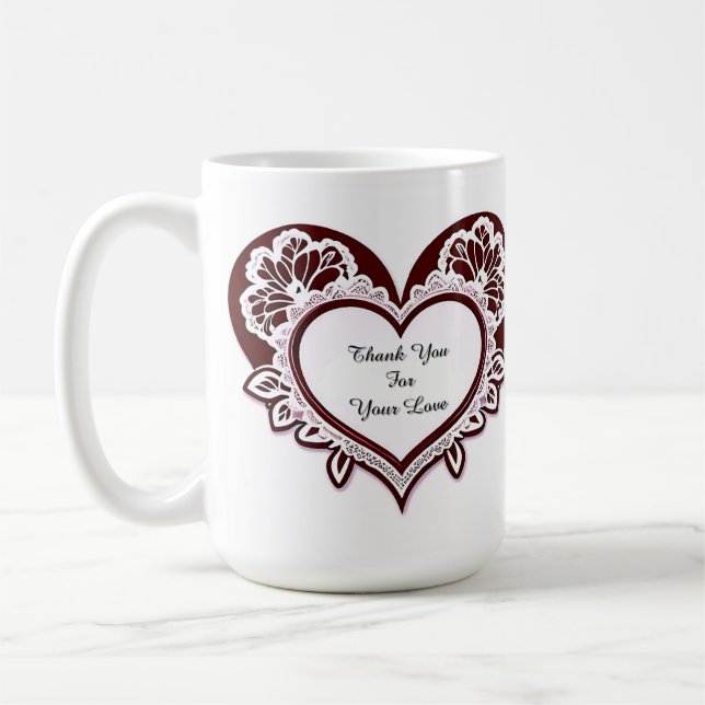 Elegant Heart Card With Red Roses Kaffemugg (Vänster)