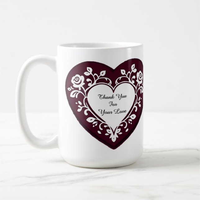 Elegant Heart Card With Red Roses Kaffemugg (Vänster)