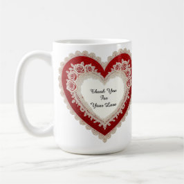 Elegant Heart Card With Red Roses Kaffemugg