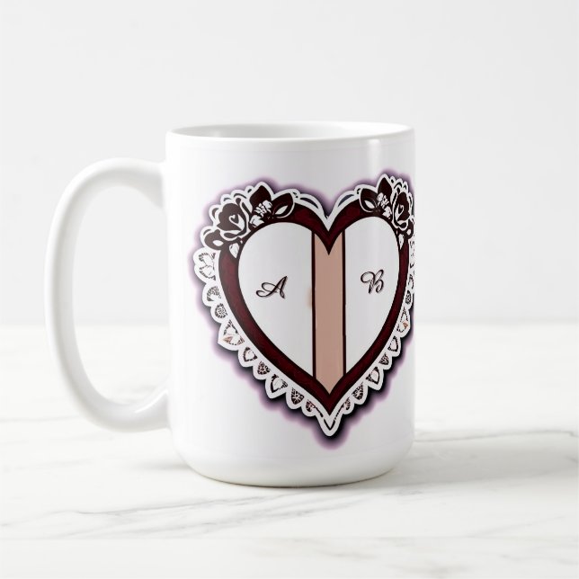 Elegant Heart Card With Red Roses Kaffemugg (Vänster)