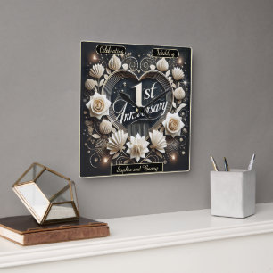Elegant Heart-design för nybörjare Fyrkantig Klocka