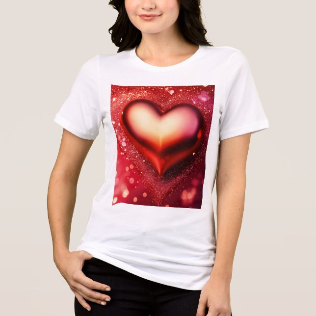 Elegant Heart Design T-Shirt - Visa Kärlek i (Framsida)