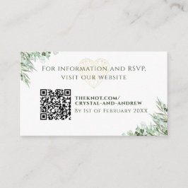 Elegant Heart Eucalyptus Foliage Bröllop webbplats Tilläggskort