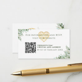 Elegant Heart Eucalyptus Foliage Bröllop webbplats Tilläggskort