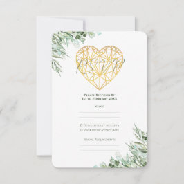 Elegant Heart Eucalyptus Foliage Forme Bröllop OSA Kort