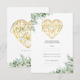 Elegant Heart Eucalyptus Foliage Forme Bröllop OSA Kort