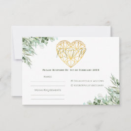 Elegant Heart Eucalyptus Foliage Forme Bröllop OSA Kort
