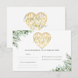 Elegant Heart Eucalyptus Foliage Forme Bröllop OSA Kort