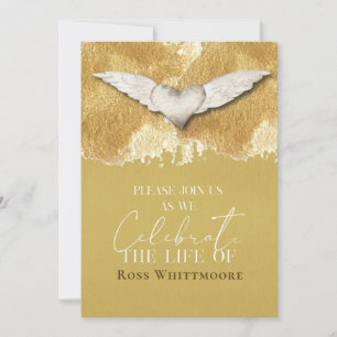 Elegant Heart Firande of Life Funeral Memorial Inbjudningar
