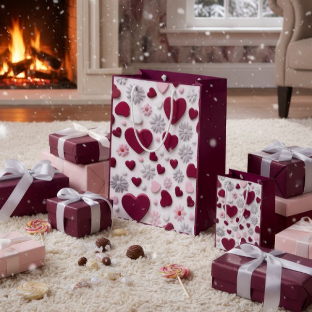 Elegant Heart & Floral Gift Bag (Skapare uppladdad)