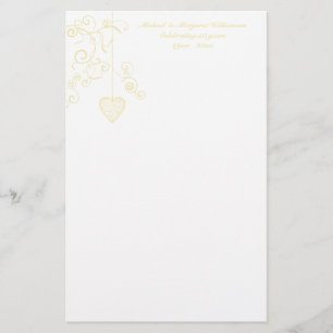 Elegant Heart Golden Bröllop-årsdagen Brevpapper
