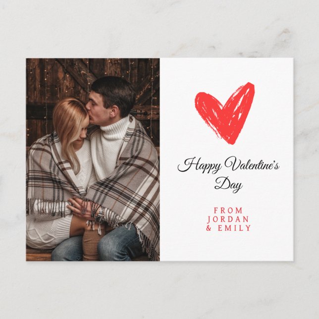 Elegant Heart Happy Valentine's Day Photo Helg Vykort (Framsida)