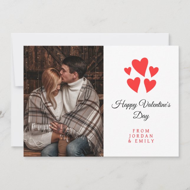 Elegant Heart Happy Valentine's Day Photo Julkort (Framsida)
