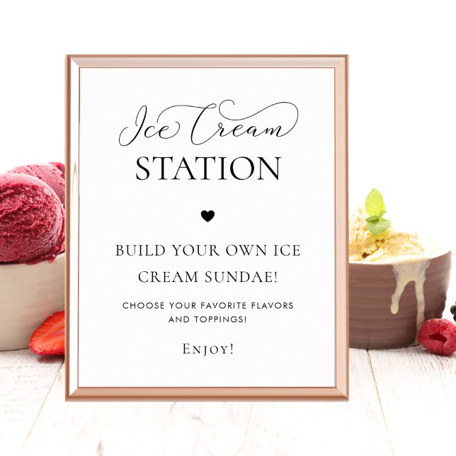 Elegant Heart Ice Cream Station Party Poster (Skapare uppladdad)