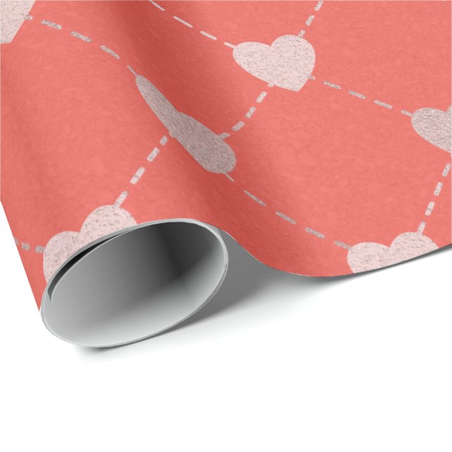 Elegant Heart Lattice Gift Wrap Presentpapper (Rullad Hörn)