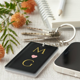 Elegant Heart Mark Monogram Acrylic Keychain Desig Nyckelring