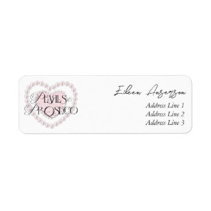 Elegant Heart Pärlor Prosecco Bubbly Bröllopsfest Returadress Etikett