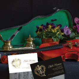 Elegant Heart QR Code Violin Teacher Violinist Visitkort