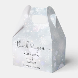 Elegant Heart Script Winter Snöflingor Bröllop Presentaskar